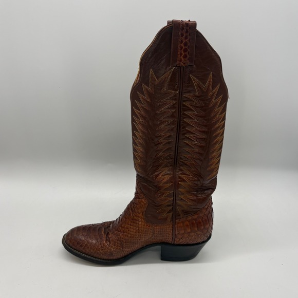 Sanders Womens 6B Brown Python Embroidered Western Cowgirl Boots - Picture 7 of 10